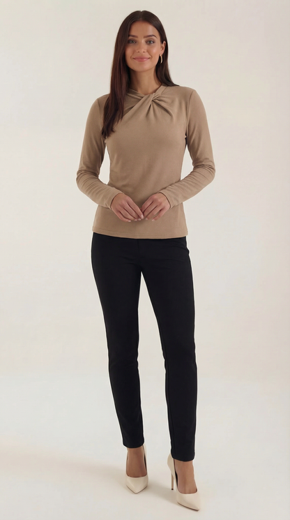 Blusa Jamie con Cuello Alto Anudado