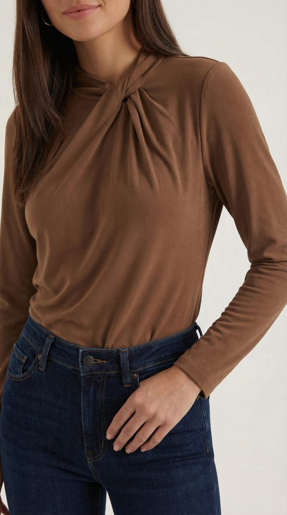 Blusa Jamie con Cuello Alto Anudado