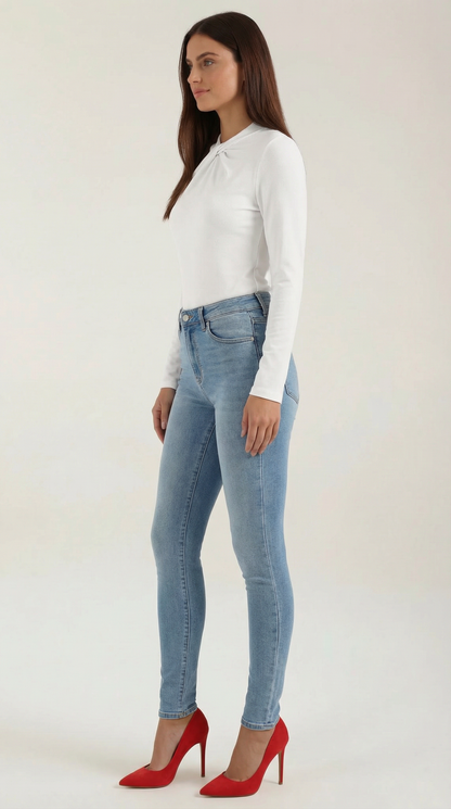 Blusa Jamie con Cuello Alto Anudado