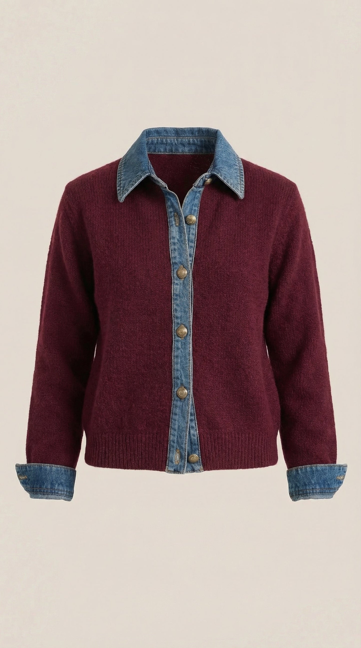 Cárdigan Jody de Punto con Cuello Denim