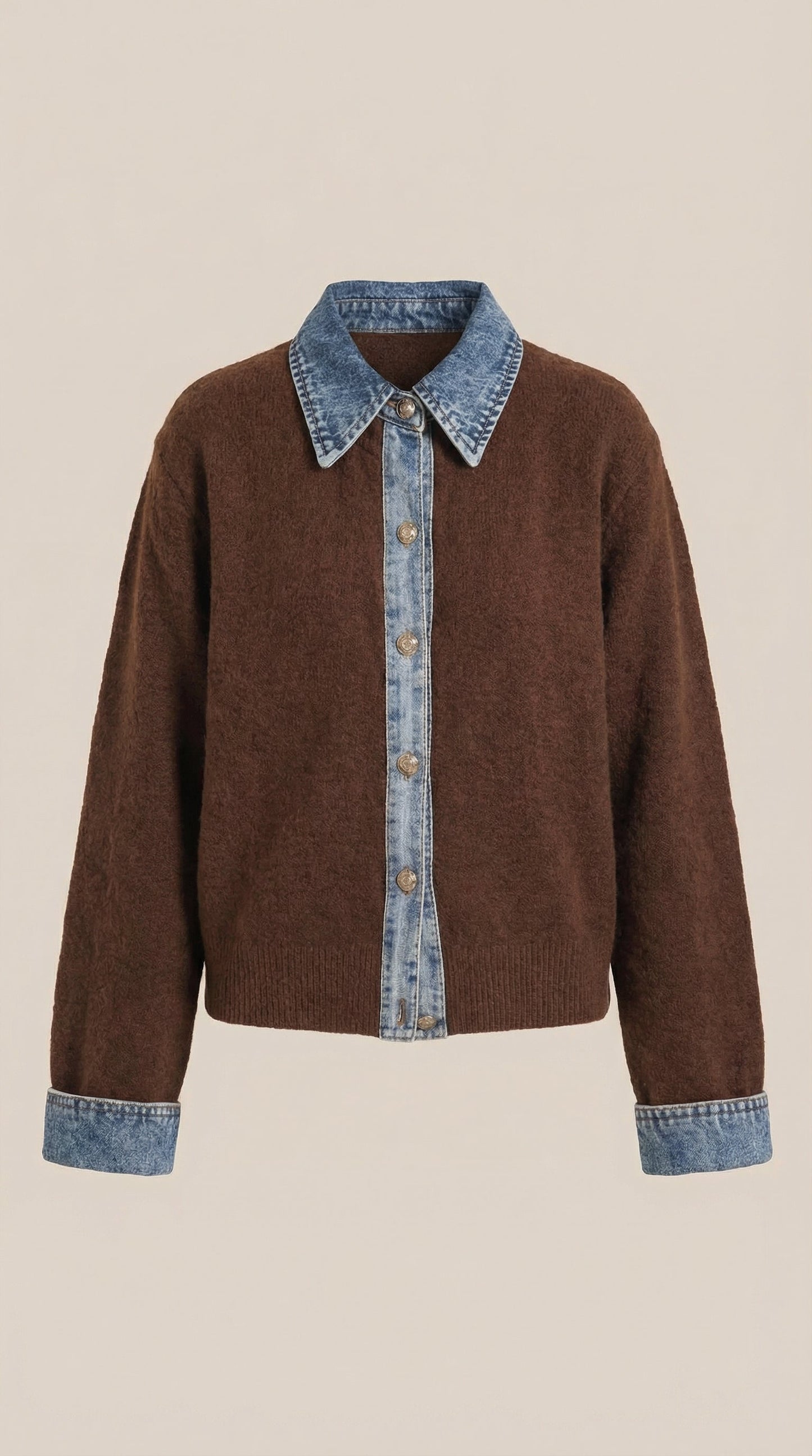 Cárdigan Jody de Punto con Cuello Denim