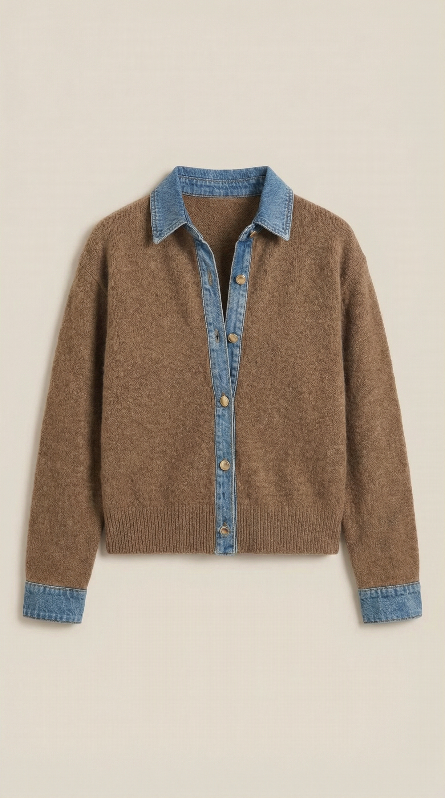 Cárdigan Jody de Punto con Cuello Denim