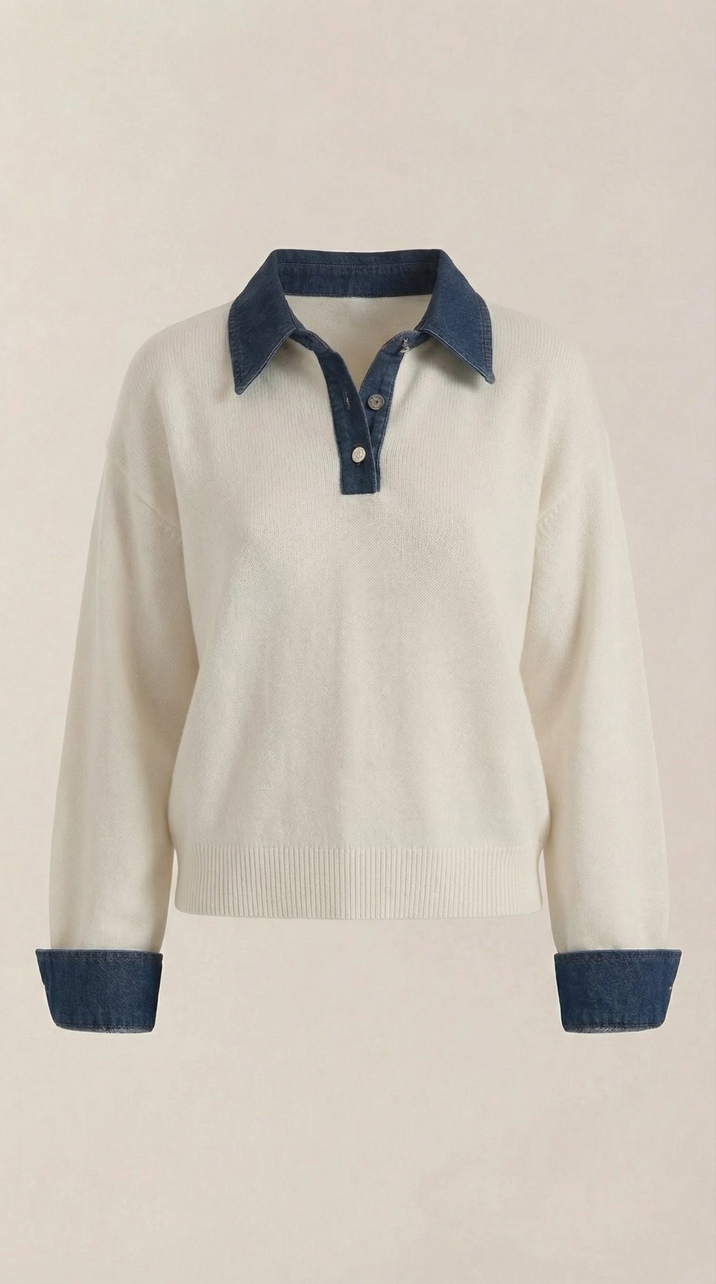 Cárdigan Jody de Punto con Cuello Denim