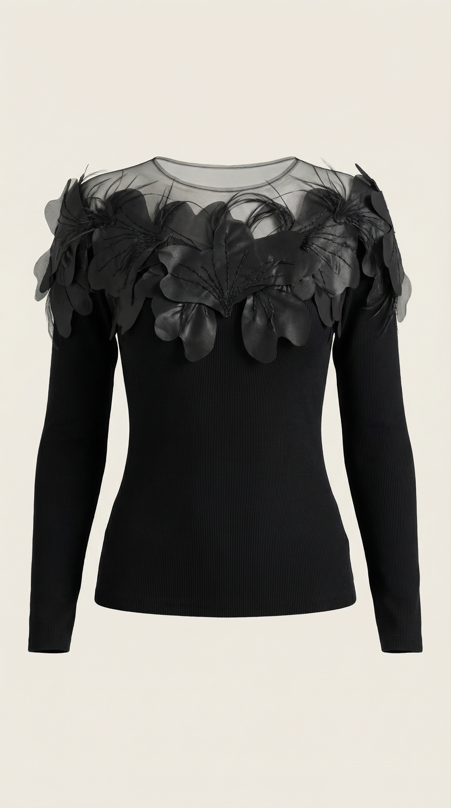 Jersey Marguerite de Punto con Plumas
