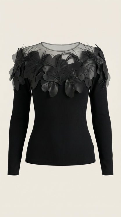 Jersey Marguerite de Punto con Plumas
