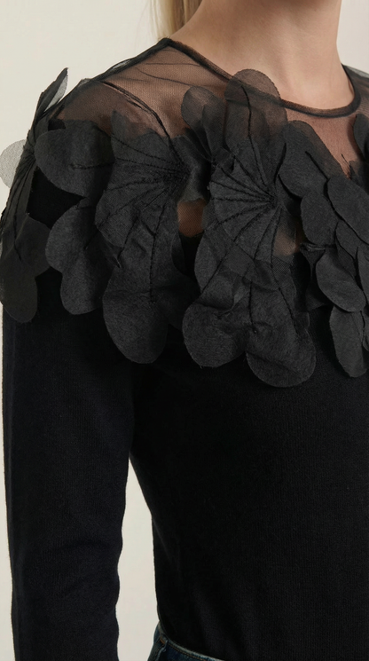 Jersey Marguerite de Punto con Plumas