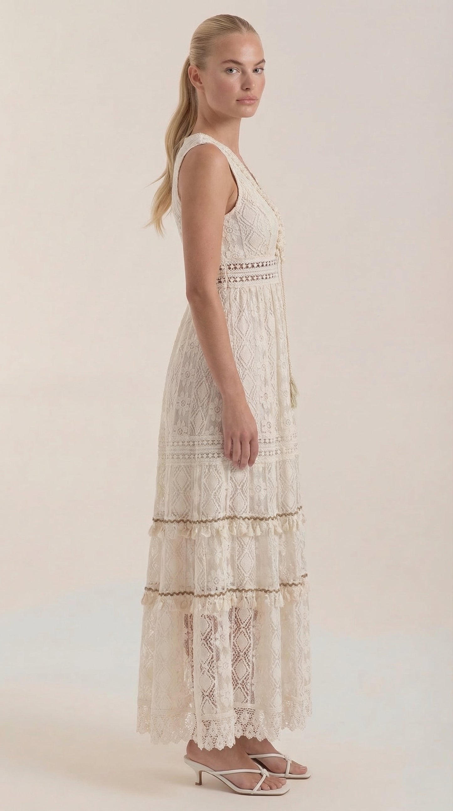 Vestido Maxi Boho Monique con Encaje