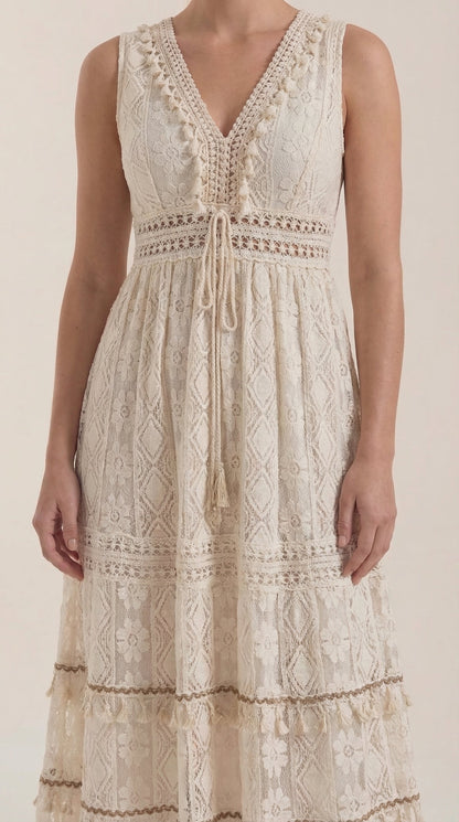 Vestido Maxi Boho Monique con Encaje