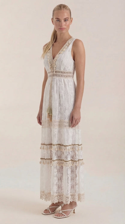 Vestido Maxi Boho Monique con Encaje