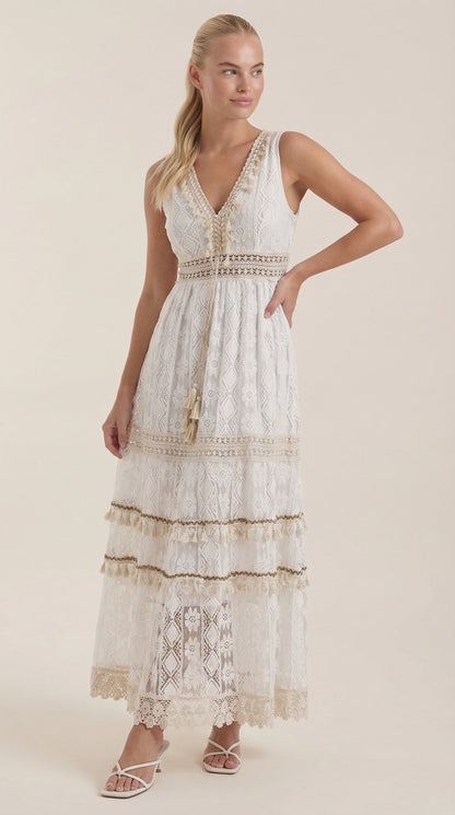 Vestido Maxi Boho Monique con Encaje