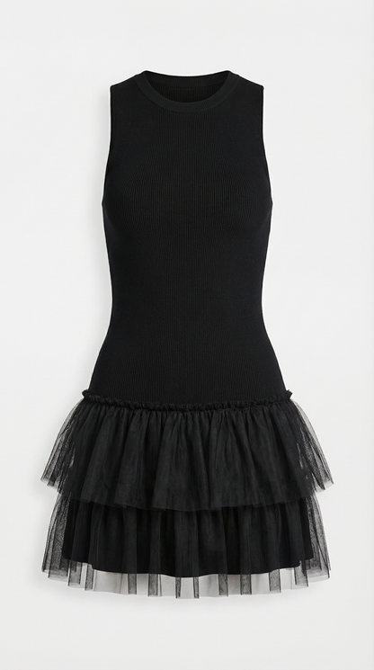 Vestido Mini Nadia de Tul con Cuello Alto
