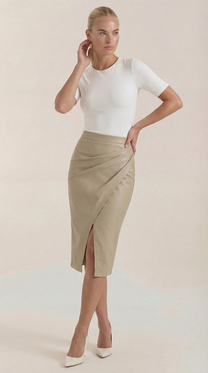 Falda Midi Natalie de Efecto Cruzado