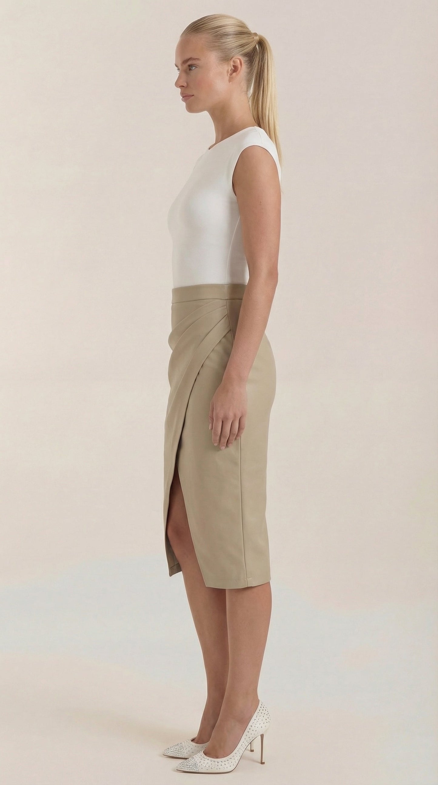 Falda Midi Natalie de Efecto Cruzado