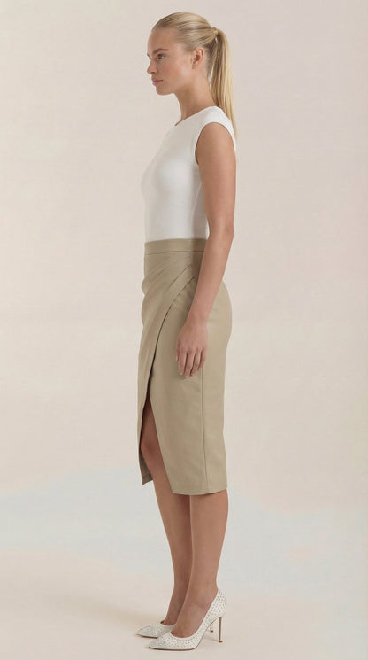 Falda Midi Natalie de Efecto Cruzado