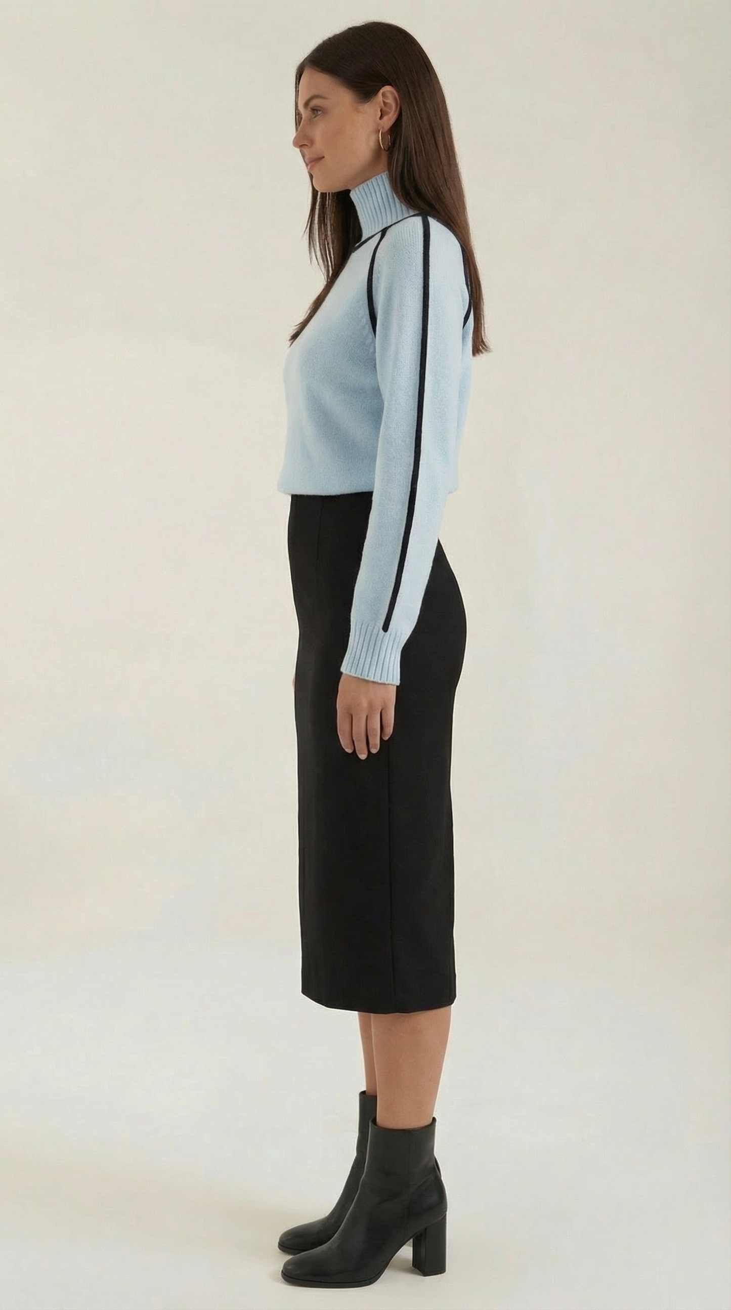 Jersey Rachel de Cuello Alto con Rayas en Contraste