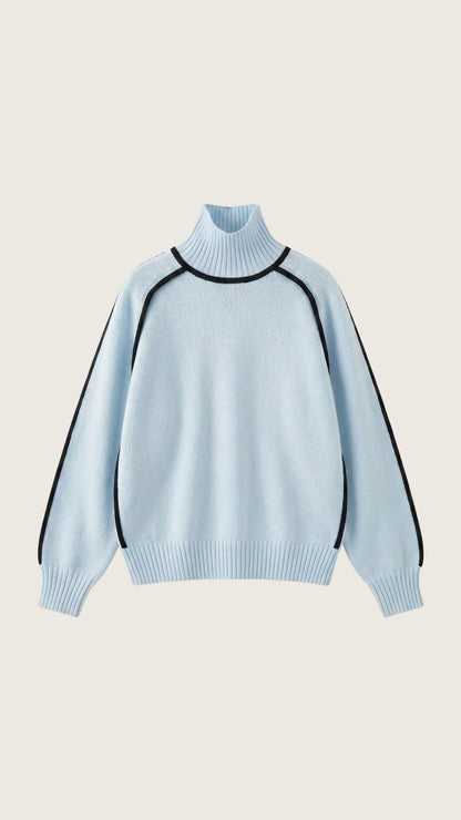 Jersey Rachel de Cuello Alto con Rayas en Contraste