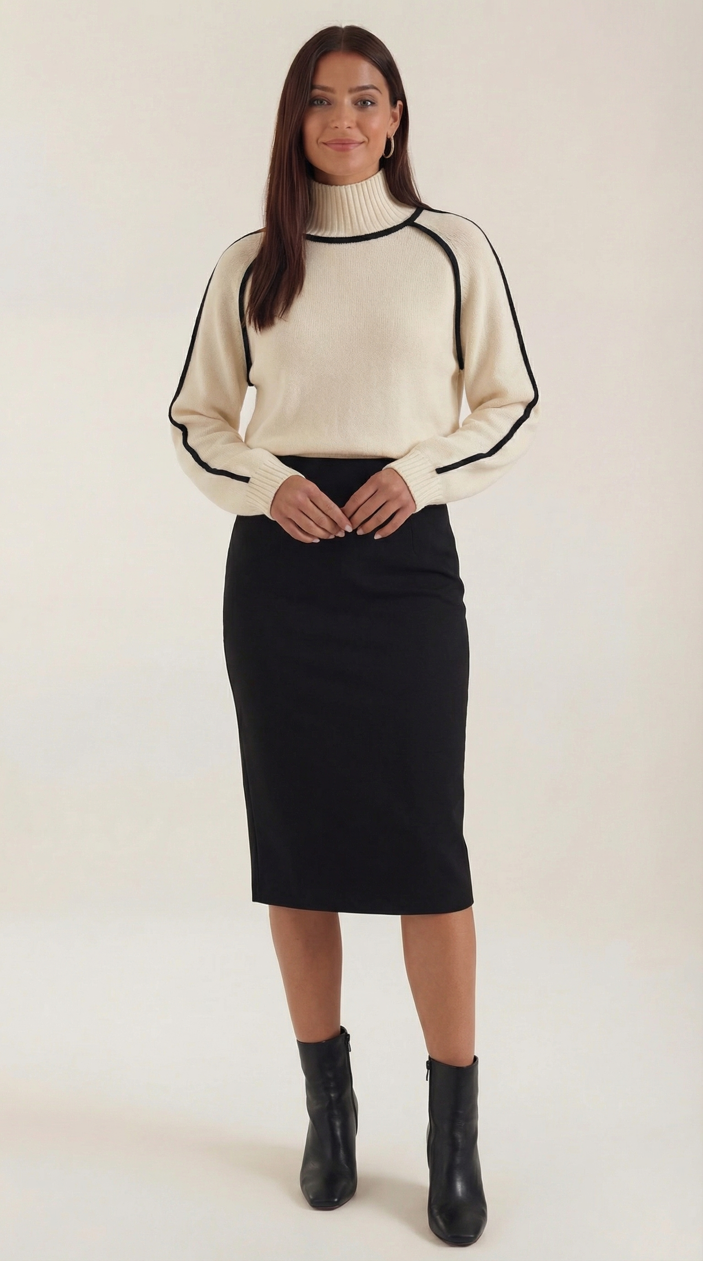 Jersey Rachel de Cuello Alto con Rayas en Contraste