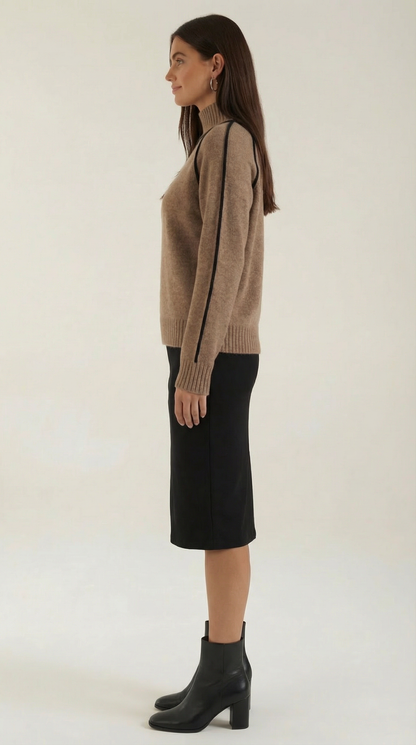 Jersey Rachel de Cuello Alto con Rayas en Contraste