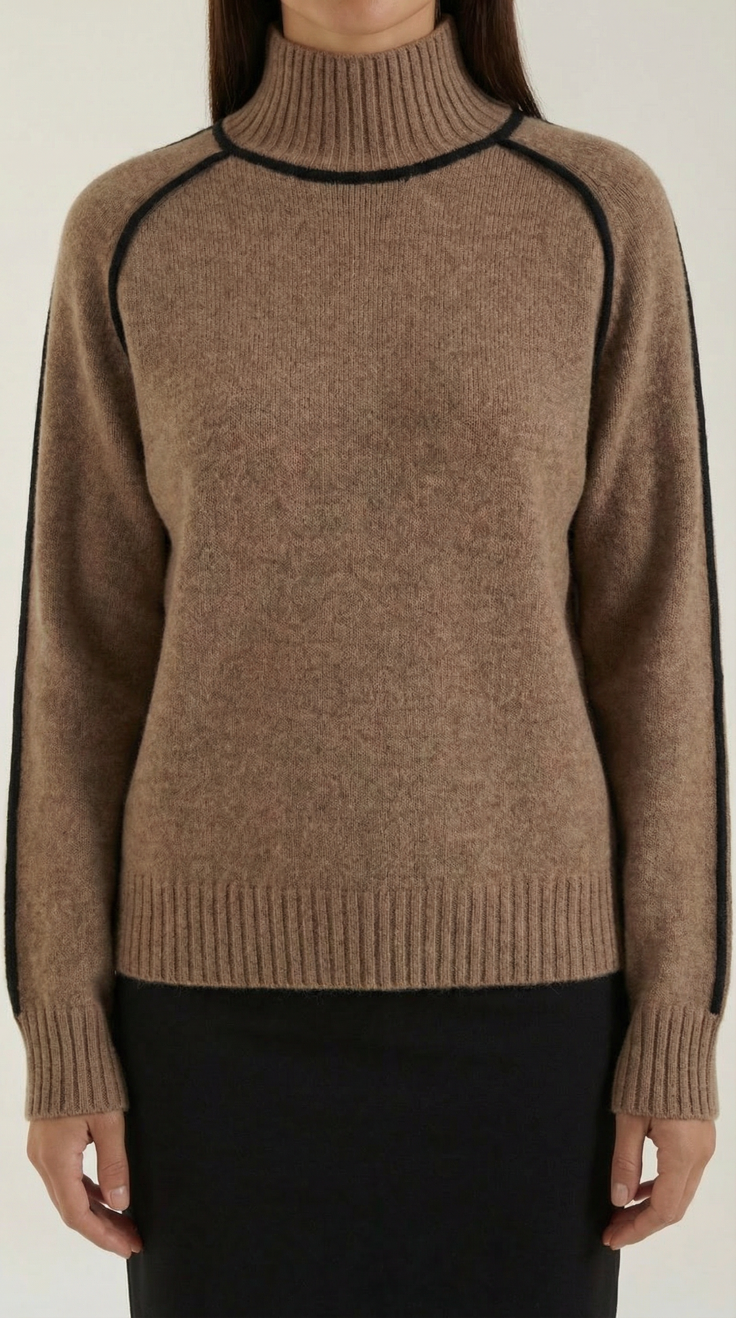Jersey Rachel de Cuello Alto con Rayas en Contraste