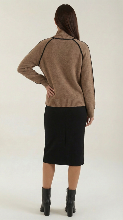 Jersey Rachel de Cuello Alto con Rayas en Contraste
