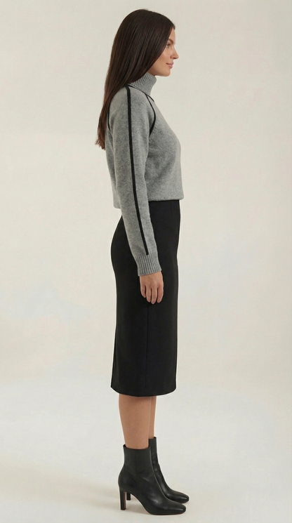 Jersey Rachel de Cuello Alto con Rayas en Contraste