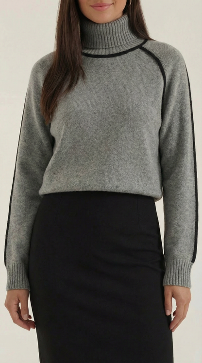 Jersey Rachel de Cuello Alto con Rayas en Contraste