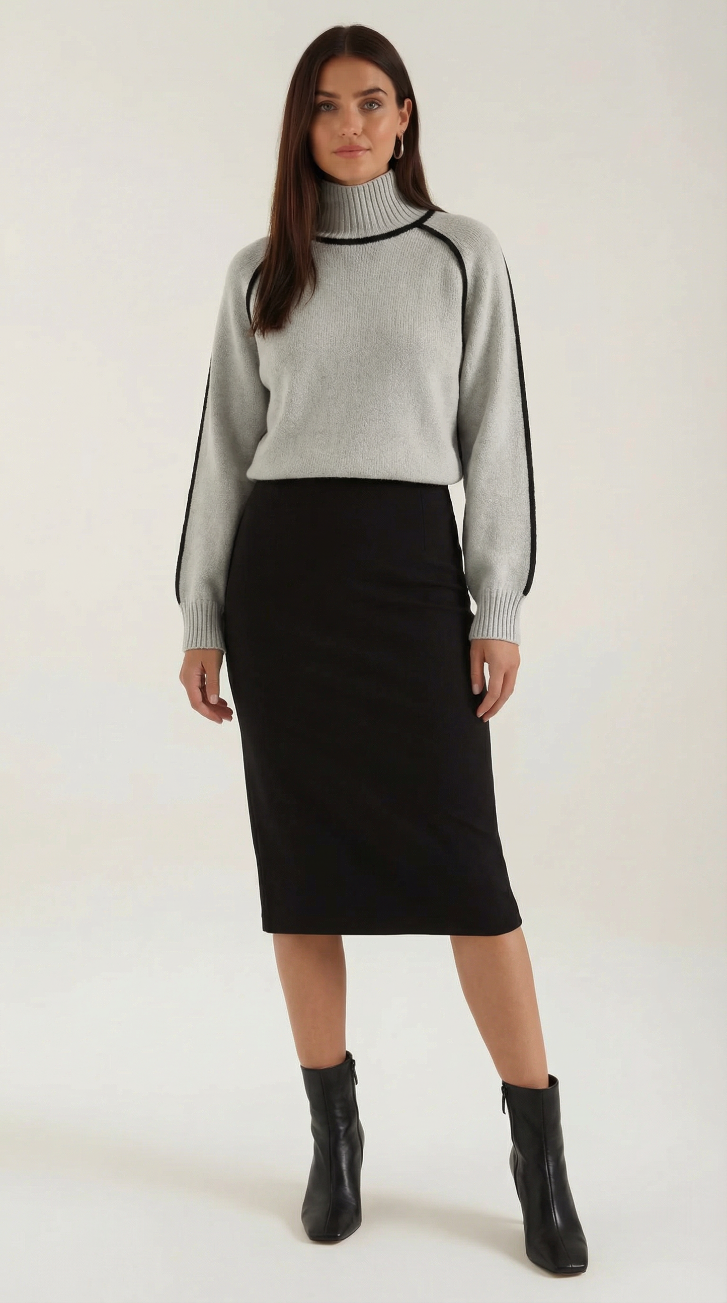 Jersey Rachel de Cuello Alto con Rayas en Contraste