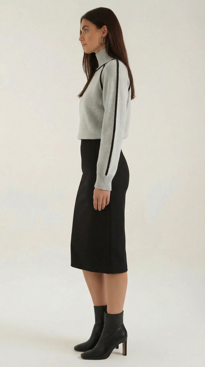Jersey Rachel de Cuello Alto con Rayas en Contraste