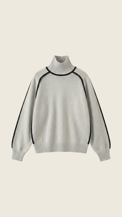 Jersey Rachel de Cuello Alto con Rayas en Contraste