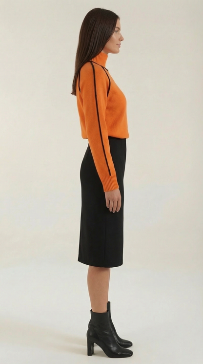 Jersey Rachel de Cuello Alto con Rayas en Contraste
