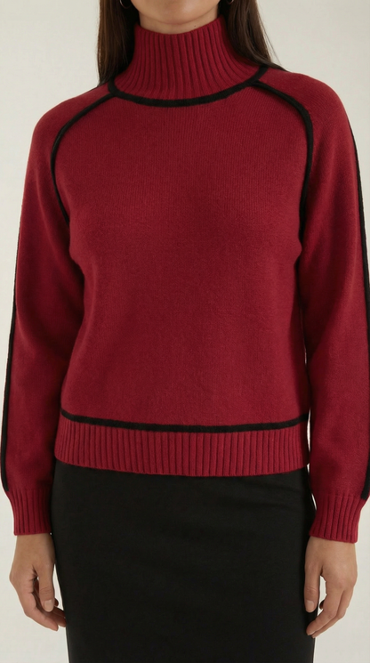 Jersey Rachel de Cuello Alto con Rayas en Contraste