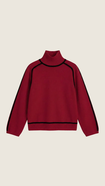 Jersey Rachel de Cuello Alto con Rayas en Contraste