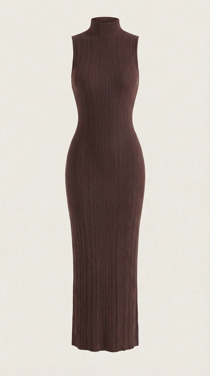 Vestido Maxi Sonia Ajustado con Cuello Alto