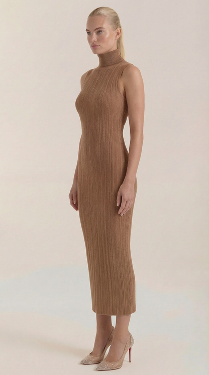 Vestido Maxi Sonia Ajustado con Cuello Alto