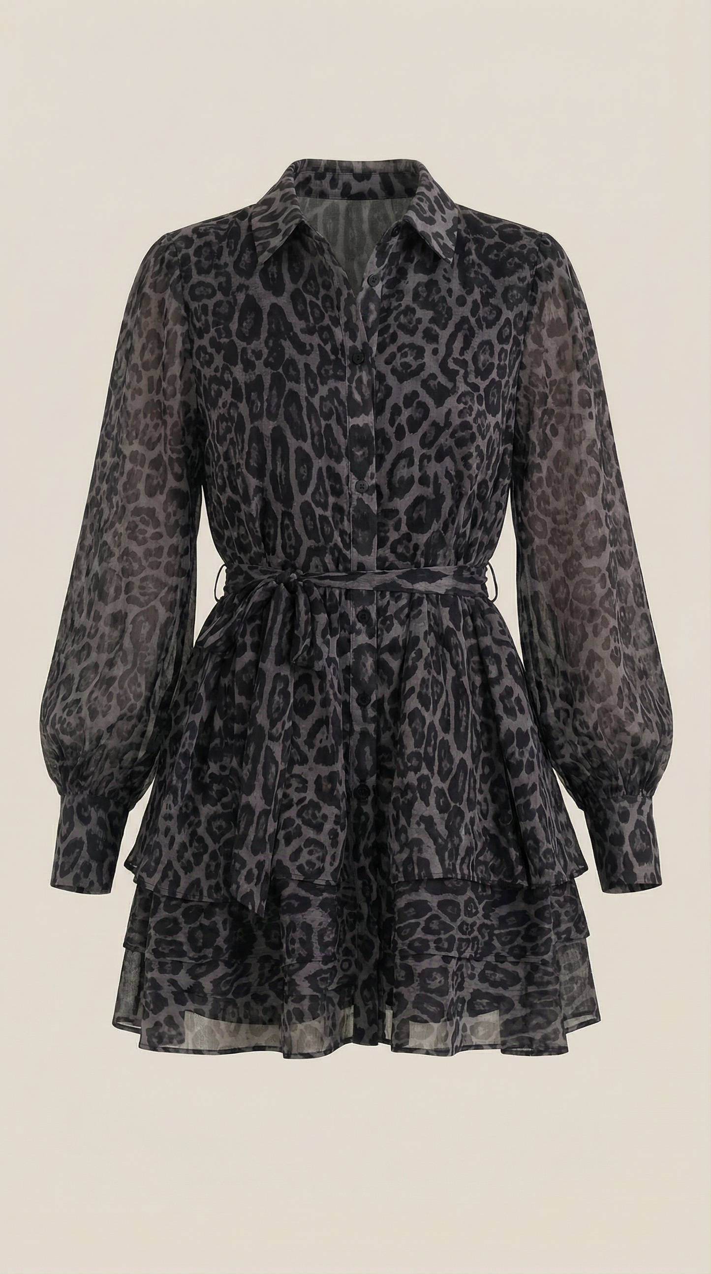 Vestido Camisero Mini Stella con Estampado Leopardo