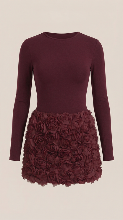 Vestido Mini Tonya con Textura de Rosas