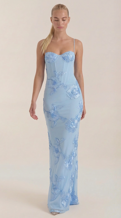 Vestido Maxi Chantal con Corsé y Estampado Floral