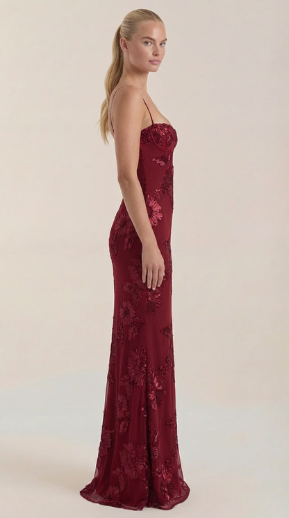 Vestido Maxi Chantal con Corsé y Estampado Floral