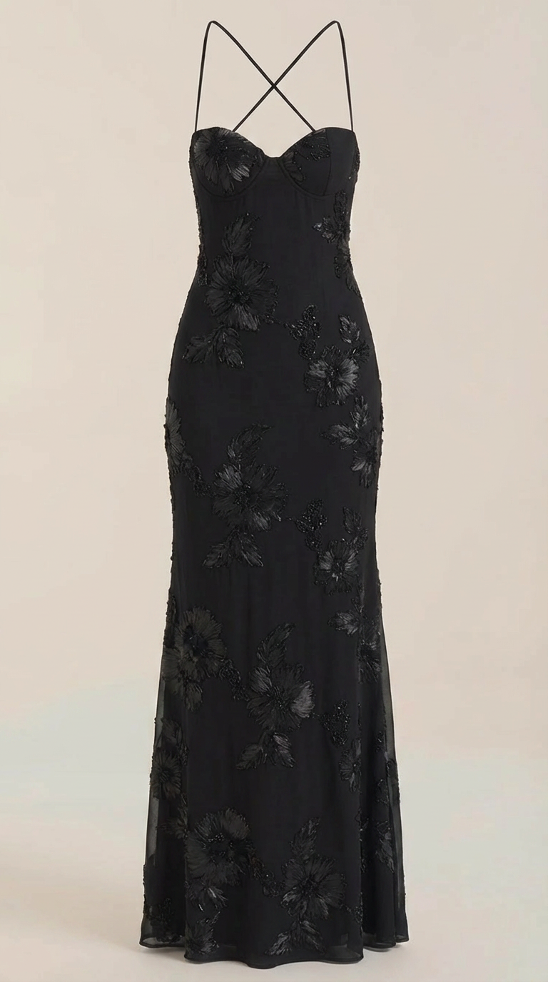 Vestido Maxi Chantal con Corsé y Estampado Floral