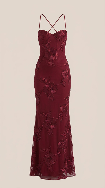 Vestido Maxi Chantal con Corsé y Estampado Floral