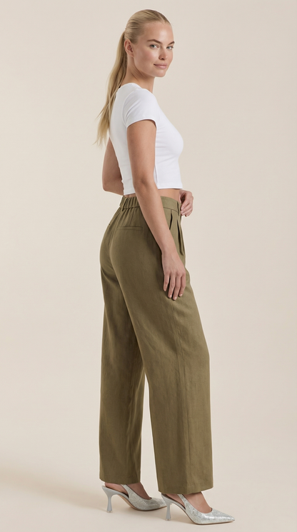 Pantalón Ancho Courtney de Mezcla de Lino