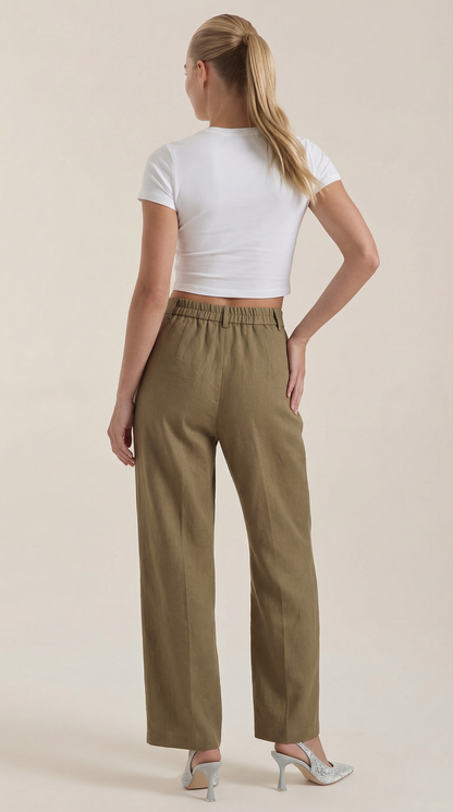 Pantalón Ancho Courtney de Mezcla de Lino