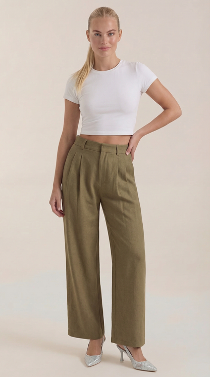 Pantalón Ancho Courtney de Mezcla de Lino