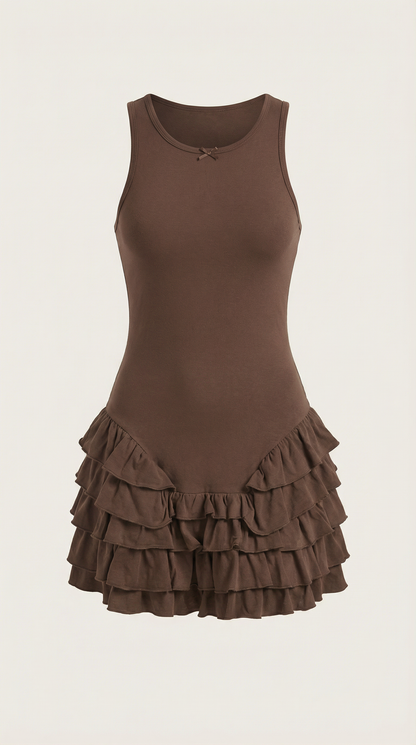 Vestido Mini Gwen con Falda de Volantes