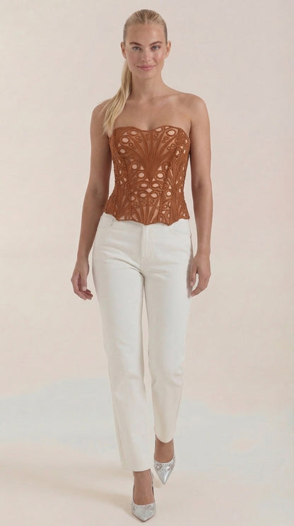 Top Corsé Robyn de Encaje sin Tirantes