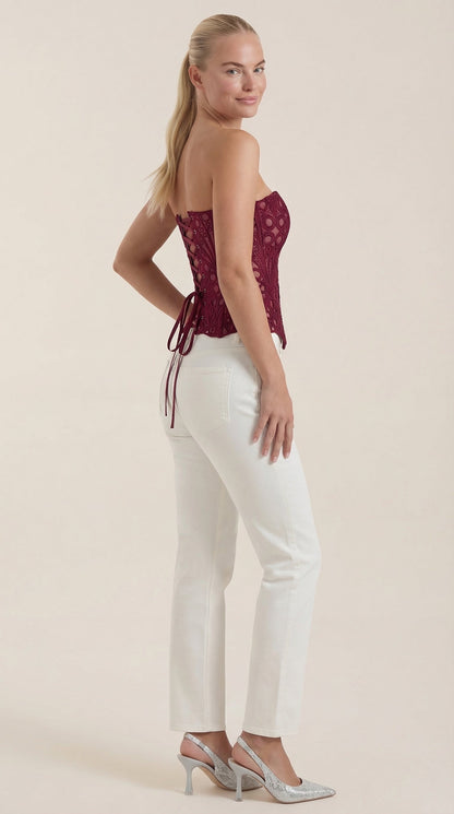 Top Corsé Robyn de Encaje sin Tirantes