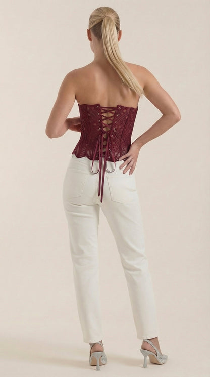 Top Corsé Robyn de Encaje sin Tirantes
