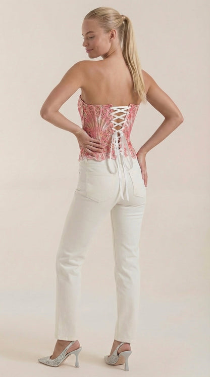Top Corsé Robyn de Encaje sin Tirantes