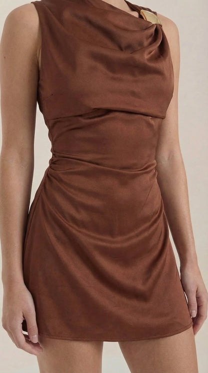 Vestido Mini Rosalie con Escote Cascada